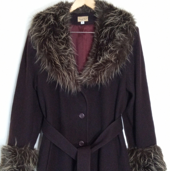 Midnight Velvet Jackets & Blazers - Midnight Velvet Vintage longline wool dress coat with fur trim women's size 14